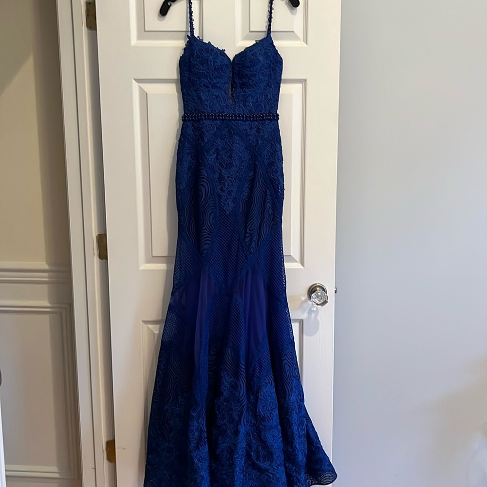 Mac Duggal royal blue mermaid gown